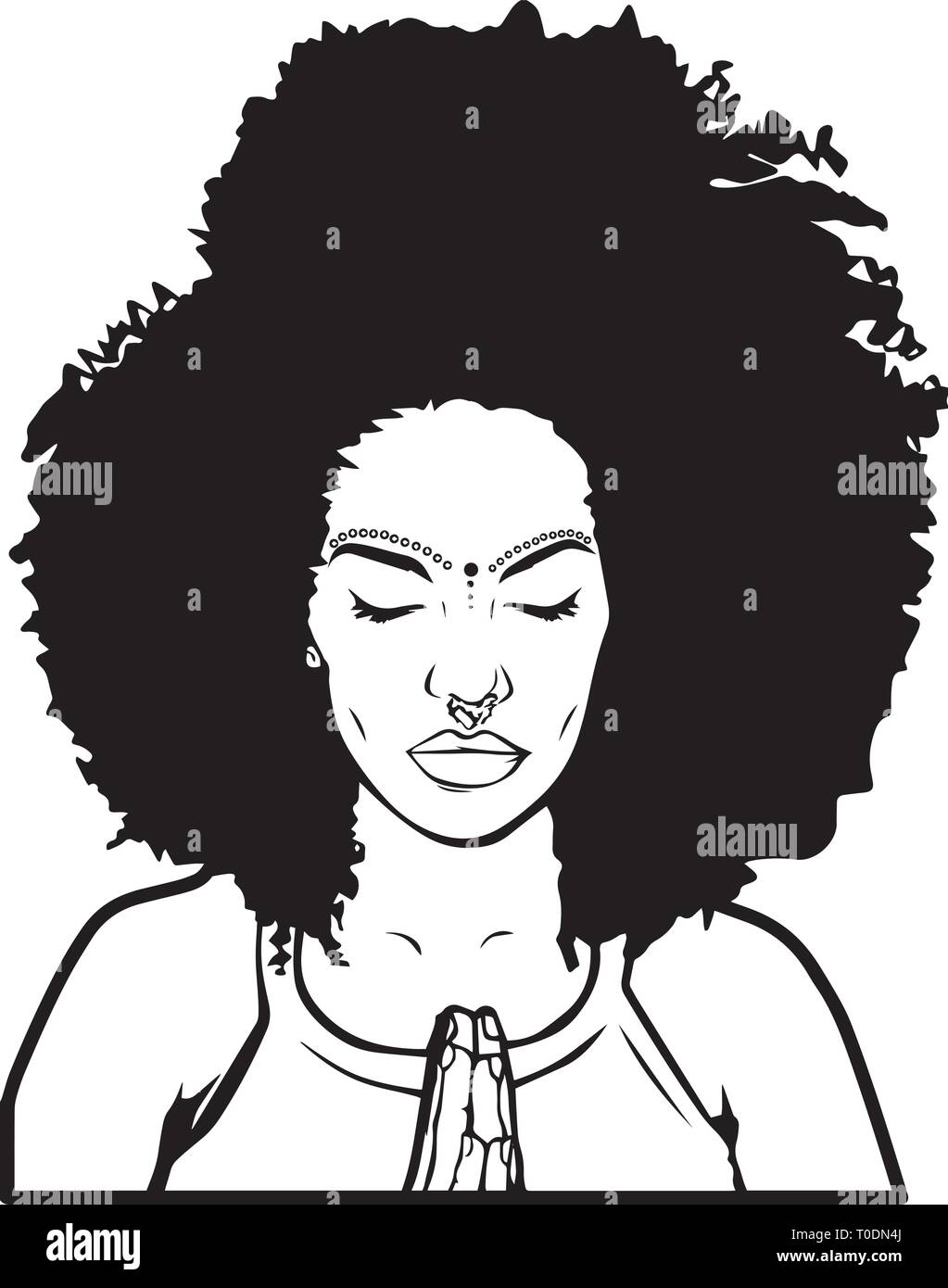 Femme Afro Nubian SVG Belle Dame chic composent la mélanine modèle ethnique afro-américaine Illustration de Vecteur