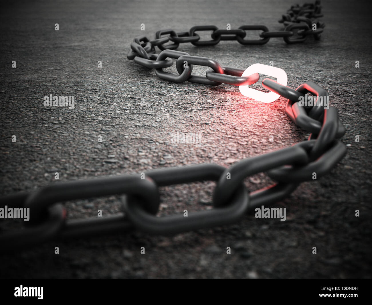 Chaîne lumineuse pièce de liaison deux côtés de la chaîne. 3D illustration. Banque D'Images