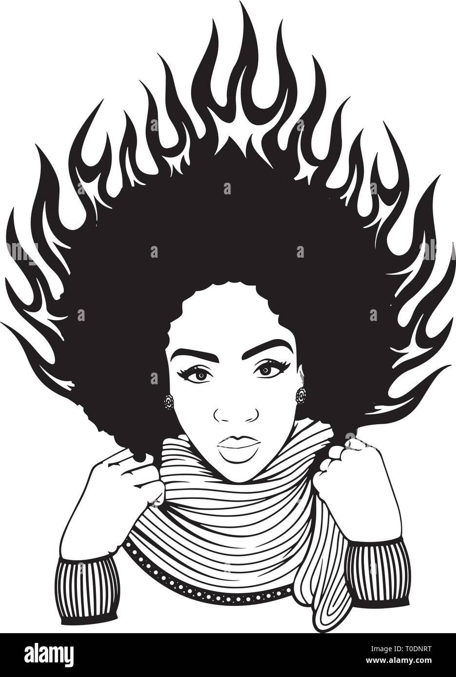 Femme Afro Nubian SVG Belle Dame chic composent la mélanine modèle ethnique afro-américaine Illustration de Vecteur
