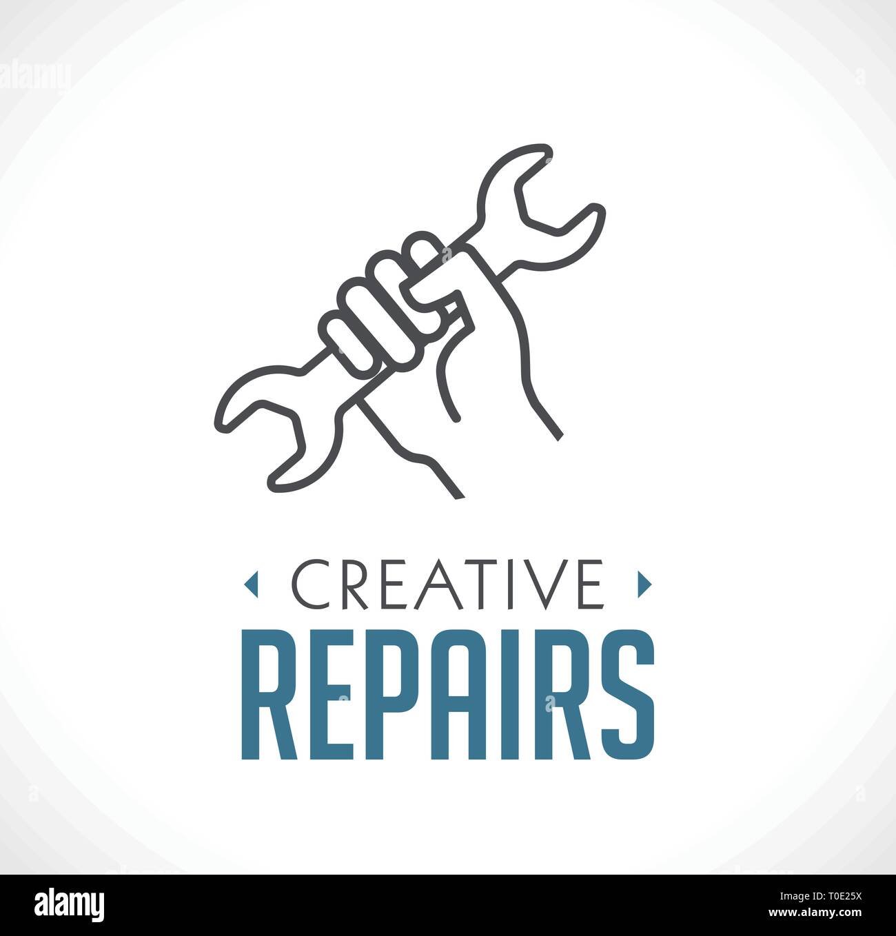 Icône réparations - concept main avec clé Illustration de Vecteur