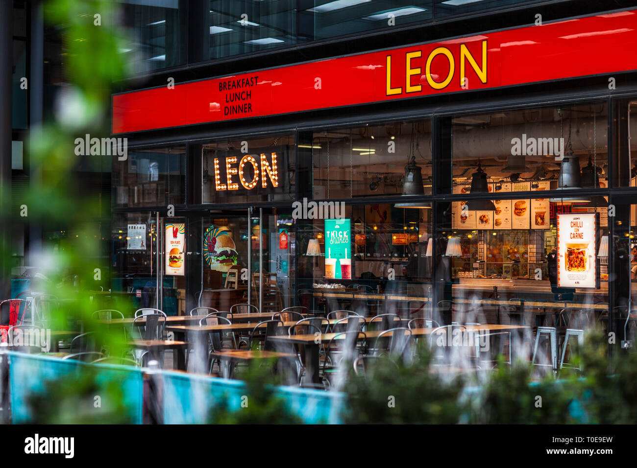 Leon Fast Food Restaurant Londres - l'Leon restaurant in London's Spitalfields Market Banque D'Images