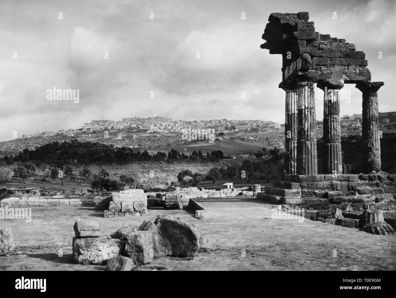 Temple de la Dioscures, Agrigente, Sicile 1934 Banque D'Images