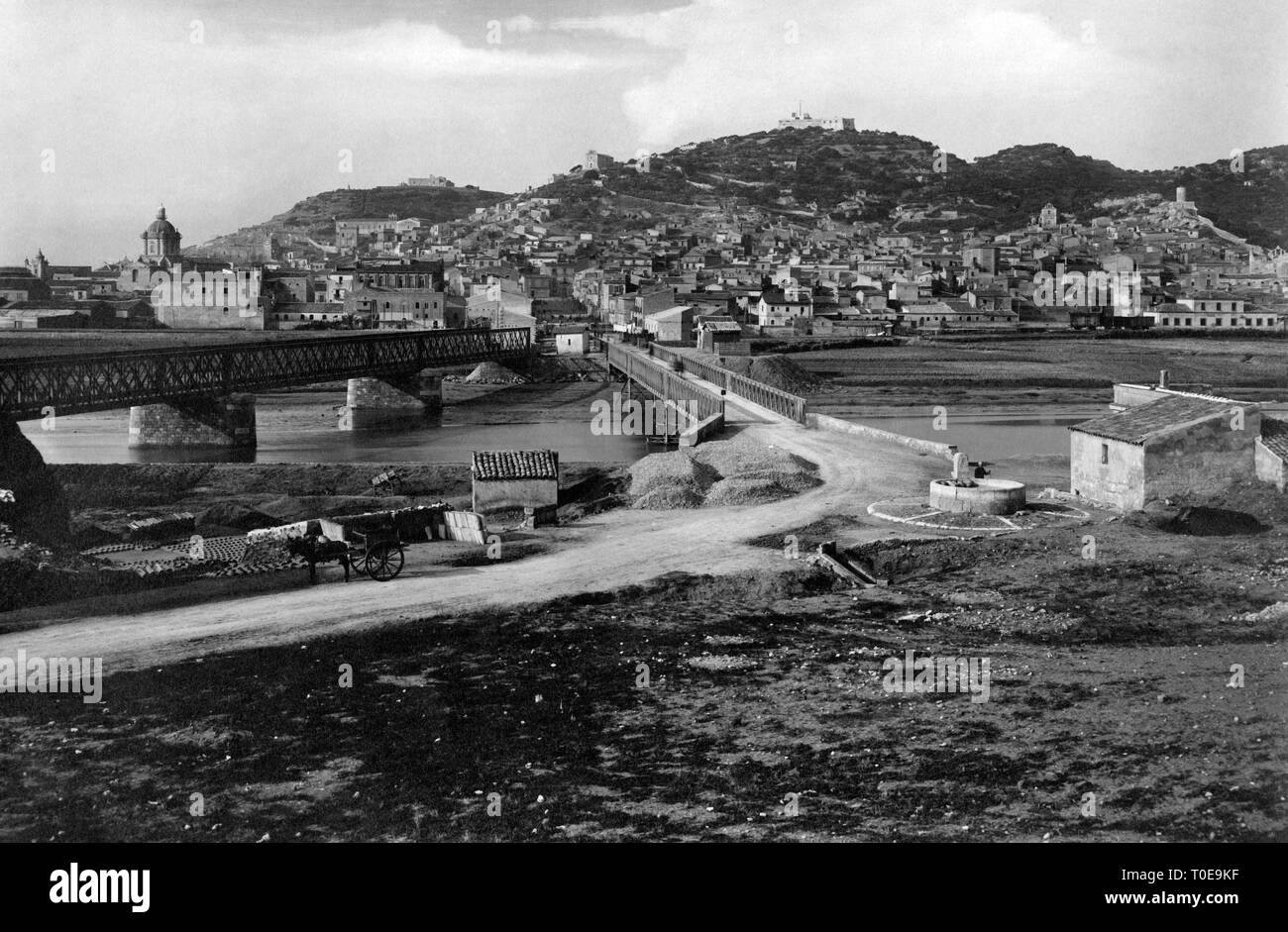 Fleuve imera, Licata, en Sicile, Italie 1910 Banque D'Images