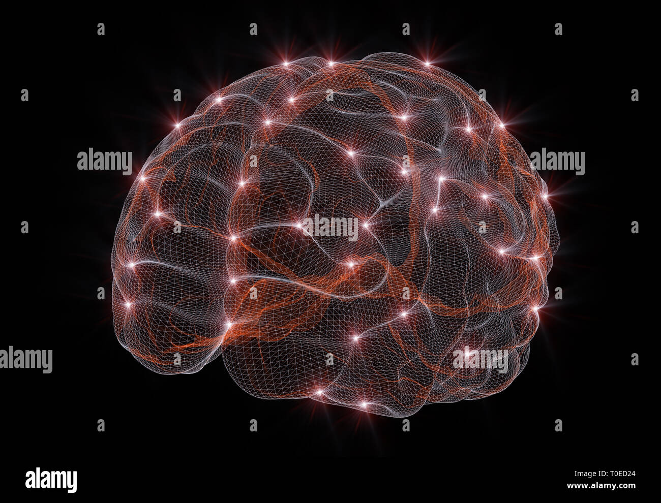 Le rendu 3D d'une image conceptuelle représentant les réseaux de neurones en intelligence artificielle Banque D'Images