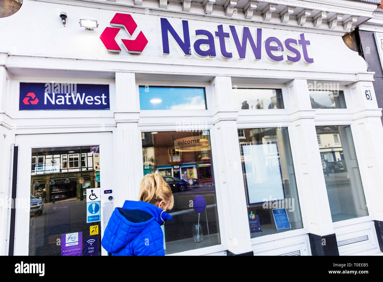 La Banque Natwest, Nat West Bank, Natwest high street babk natwest, banques, banques, Natwest, signe de natwest logo natwest, natwest shop avant, signe, logo, UK Banque D'Images