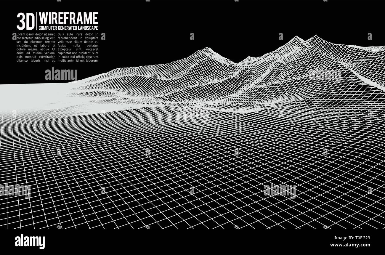 Abstract vector background paysage. Le cyberespace grille du paysage. La technologie 3d illustration vectorielle. Illustration de Vecteur