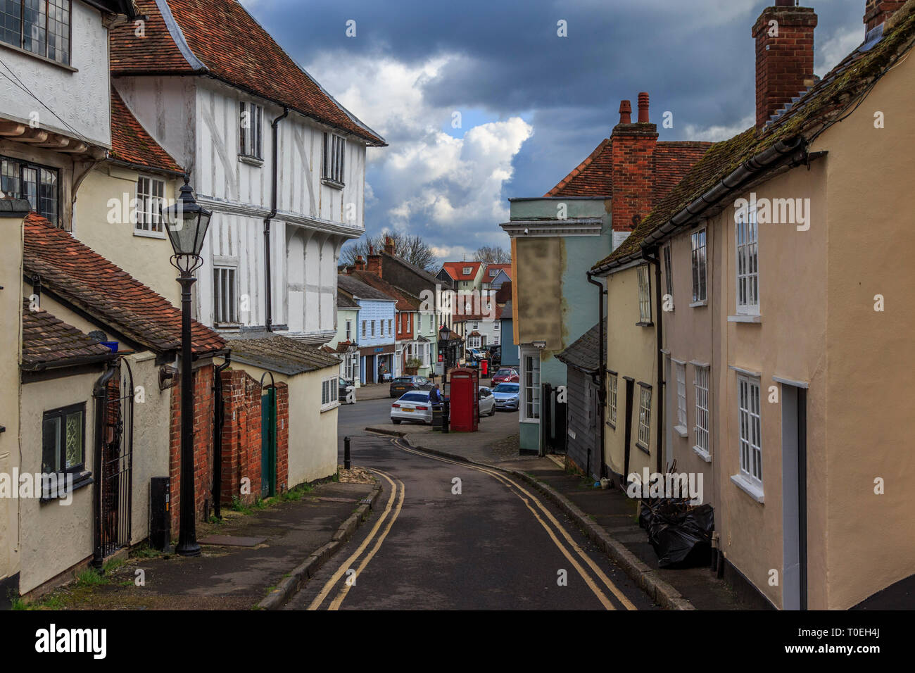 Thaxted village, high street, Essex, Angleterre, RU go Banque D'Images