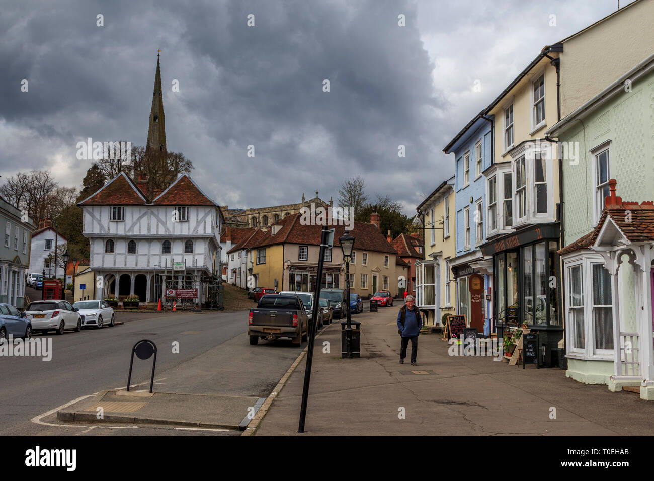 Thaxted village, high street, Essex, Angleterre, RU go Banque D'Images