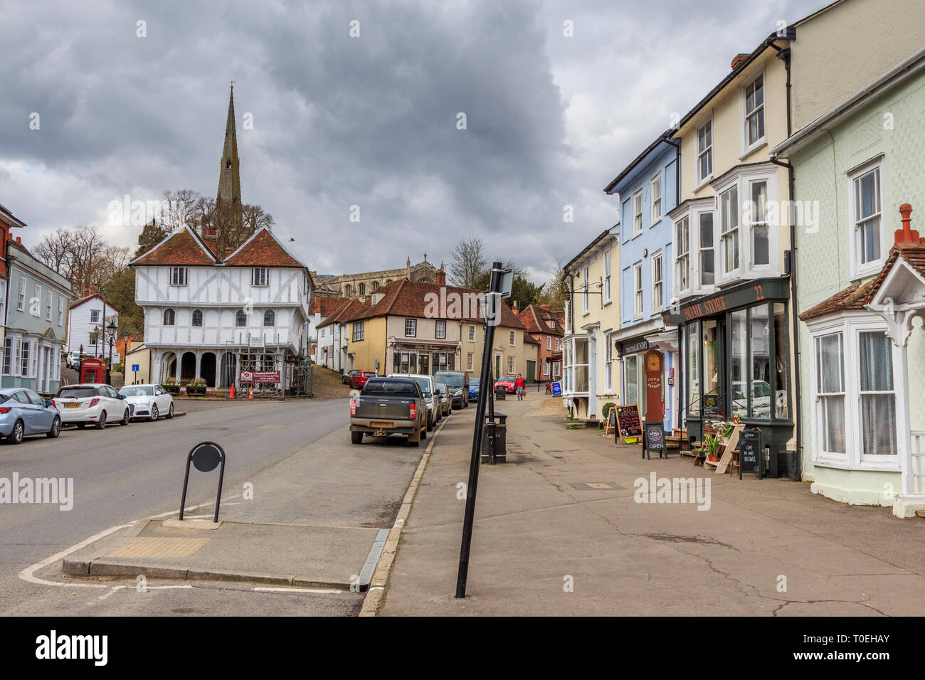 Thaxted village, high street, Essex, Angleterre, RU go Banque D'Images