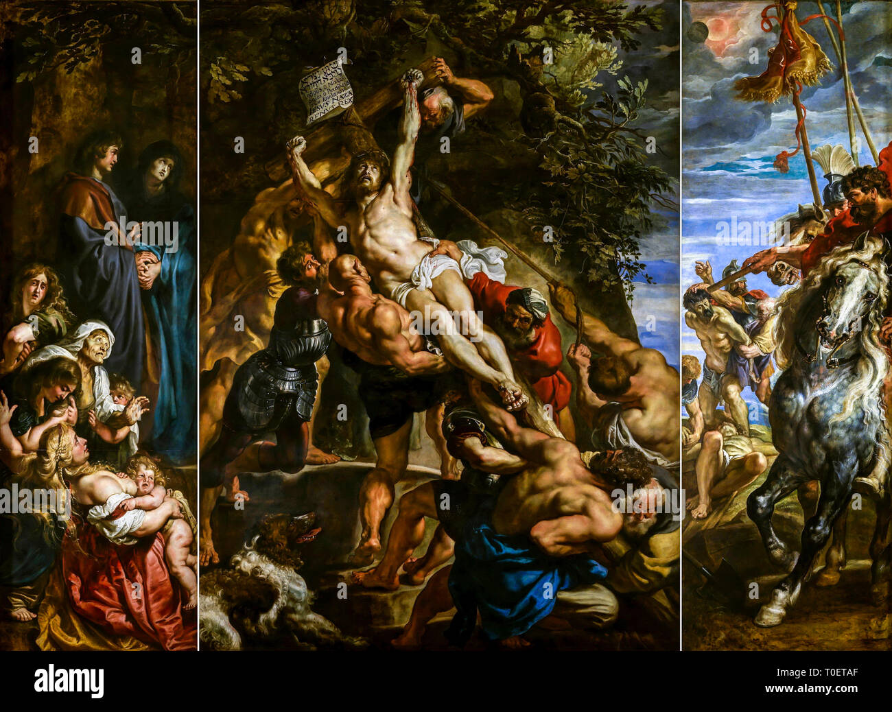 Peter Paul Rubens, l'élévation de la Croix, Triptych, peinture baroque, 1610 Banque D'Images