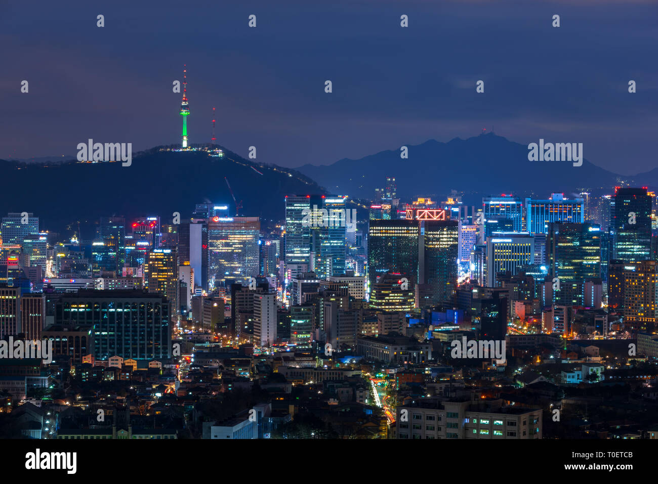 Cityscape at Night de Séoul, Corée du Sud. Banque D'Images