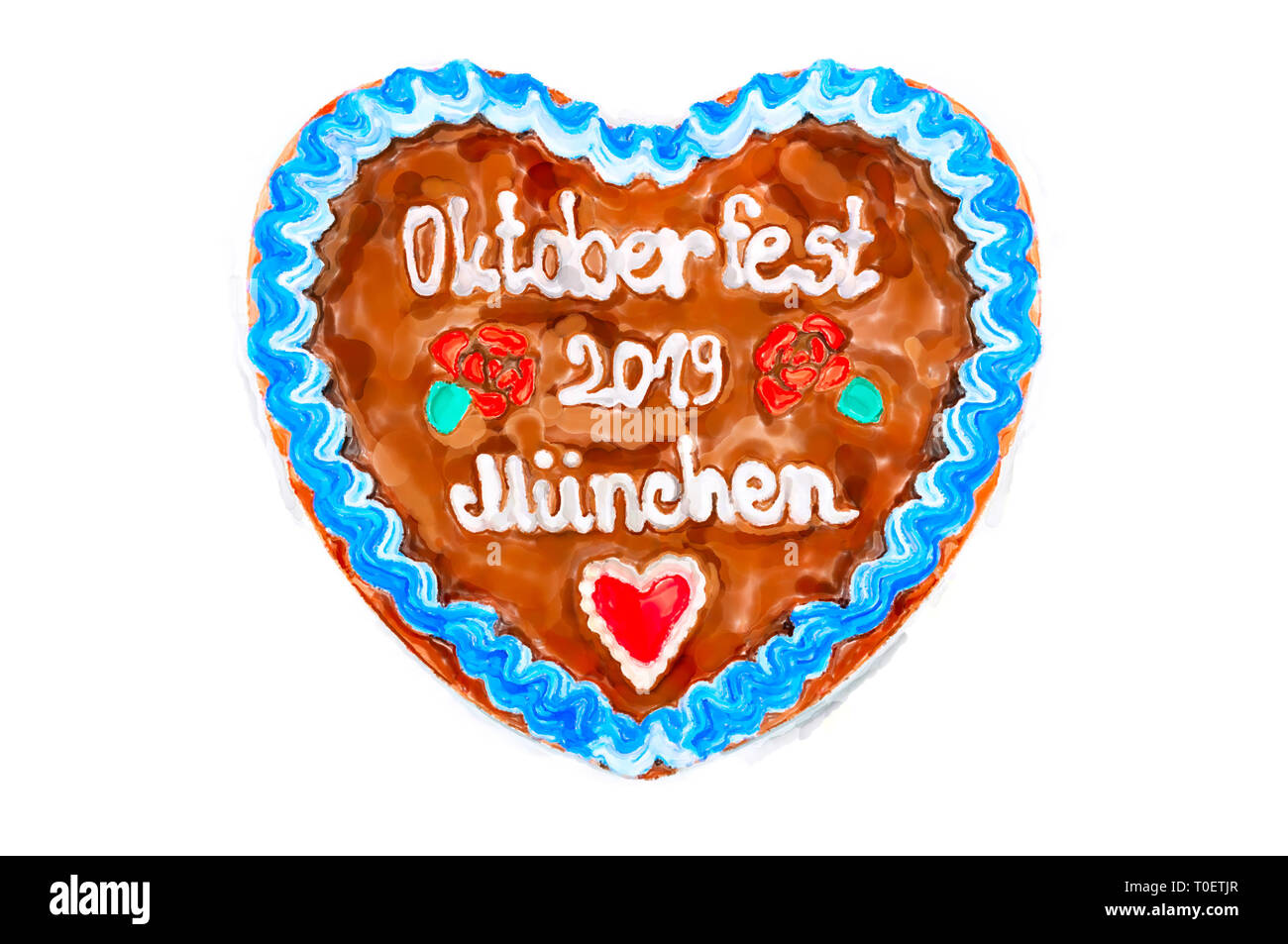 Oktoberfest 2019 coeur d'Épices peint blanc avec fond isolé. Festival octobre est une bière saisonnière event à Munich (Allemagne). Savoirs traditionnels Banque D'Images