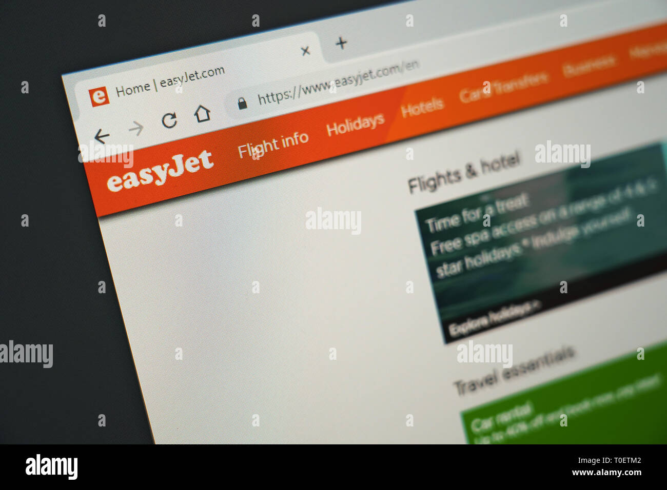 Easyjet Vol et hôtel budget voyages site Banque D'Images