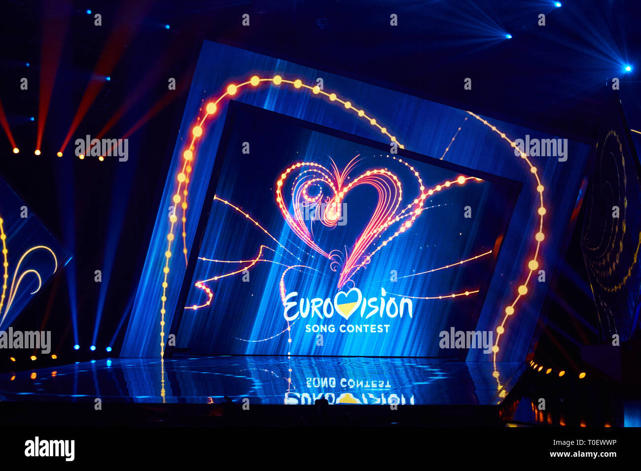 Kiev, UKRAINE - 23 février 2019 : Eurovision 2019 Logo sélection nationale au cours de l'Eurovision-2019 Banque D'Images