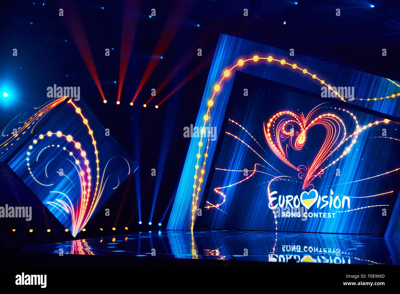 Kiev, UKRAINE - 23 février 2019 : Eurovision 2019 Logo sélection nationale au cours de l'Eurovision-2019 Banque D'Images