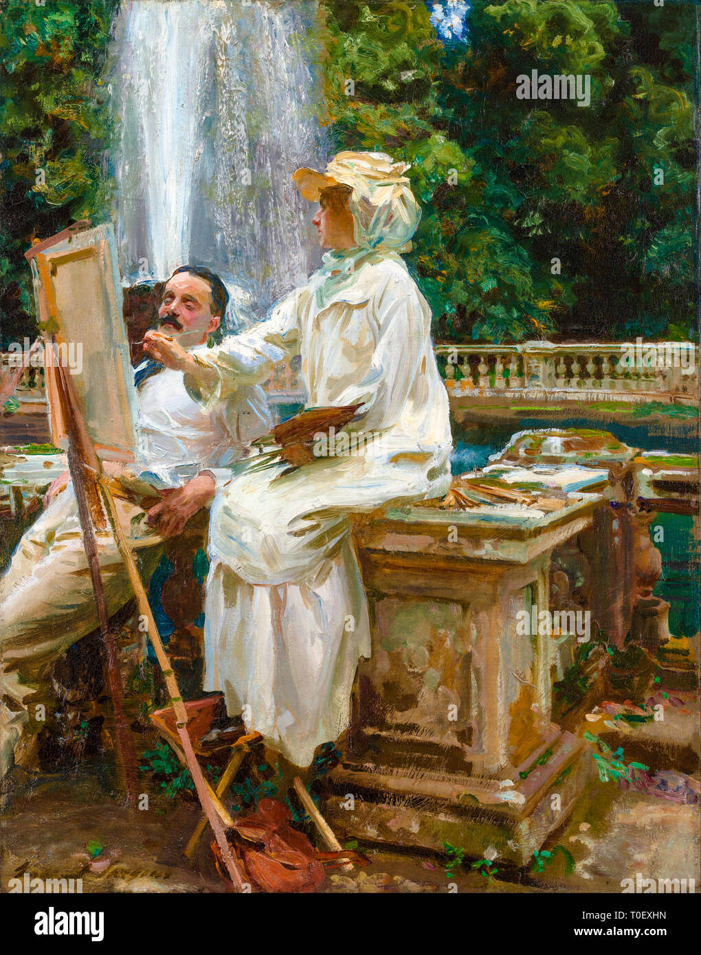 John Singer Sargent, La Fontaine, Villa Torlonia, Frascati, Italie, peinture, 1907 Banque D'Images