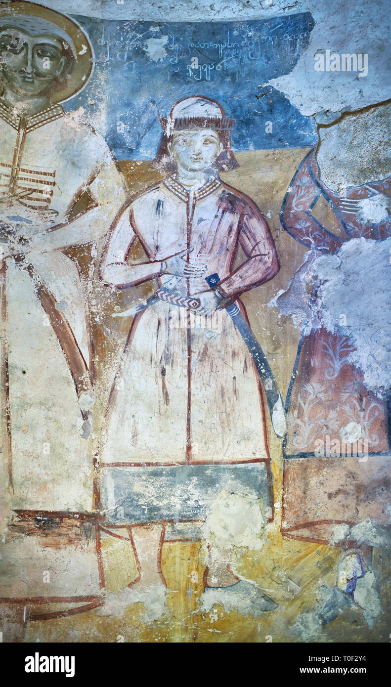 Photos et images de Nikortsminda ( Nicortsminda ) St Nicholas cathédrale orthodoxe géorgien de l'intérieur, riche de fresques du 16ème siècle, Nikortsminda, Racha r Banque D'Images