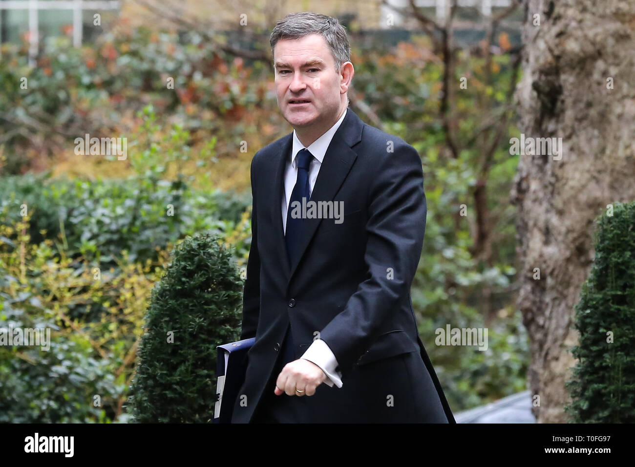 David Gauke - Secrétaire de la Justice est vu à son arrivée à l'Downing Street pour assister à la réunion hebdomadaire du Cabinet. Banque D'Images