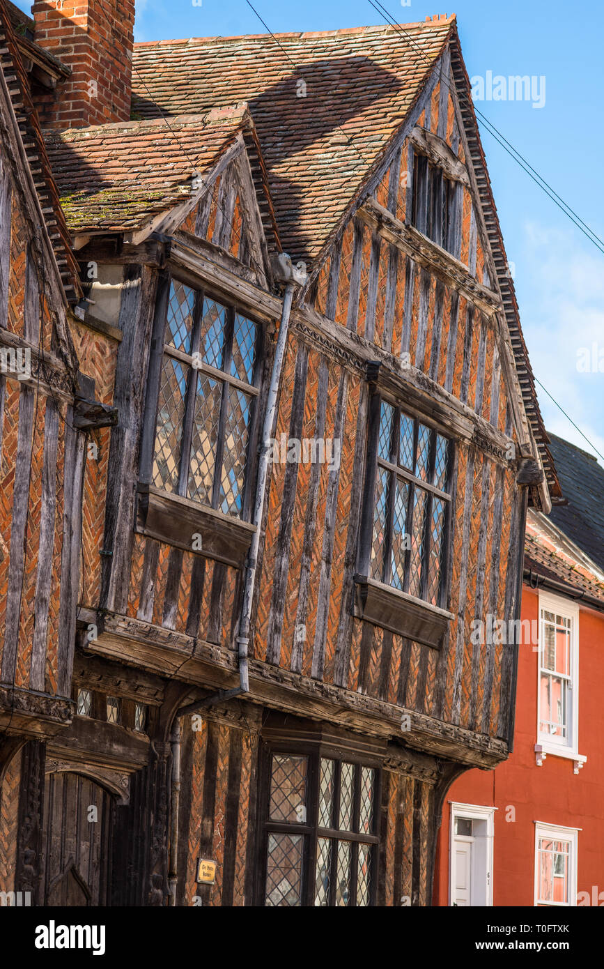 De Vere House en Lavenham, Suffolk, en vedette dans Harry Potter et les Reliques, Suffolk, Angleterre, Royaume-Uni. Banque D'Images