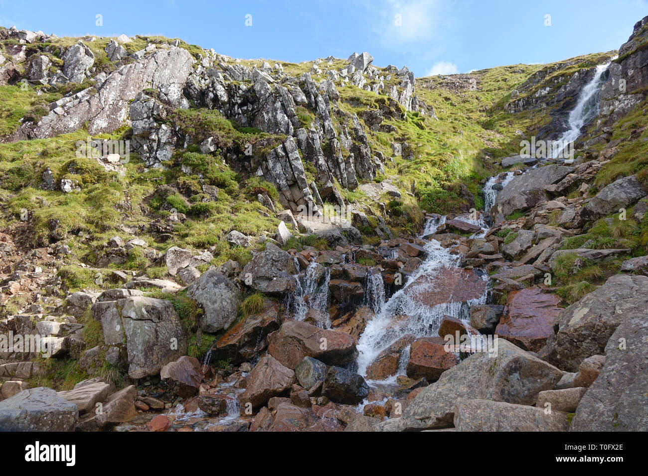 Cours d'eau au Ben Nevis chemin touristique, en Ecosse. Banque D'Images