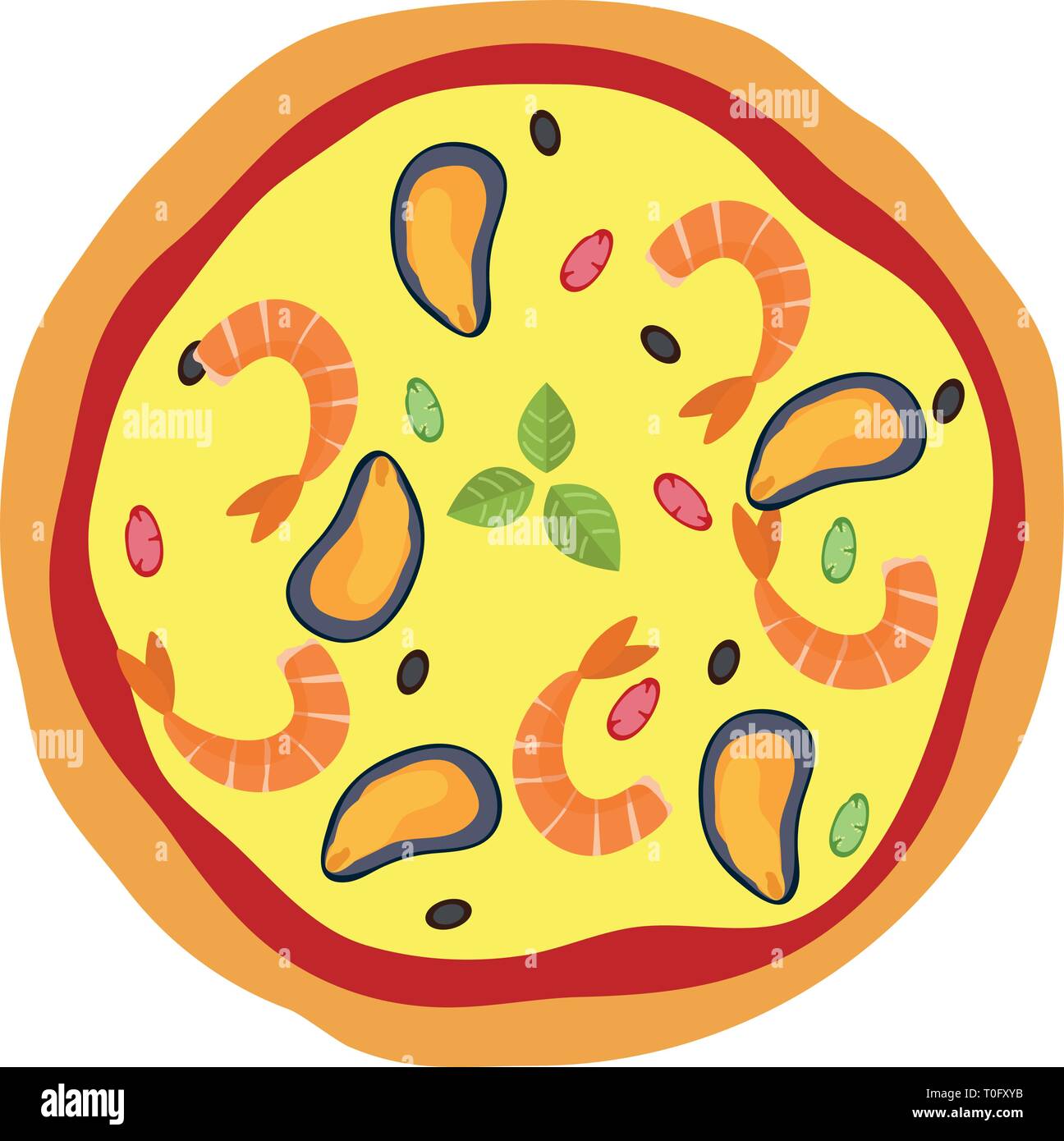 Menu Pizza concept. Télévision style alimentaire. Vector illustration. Illustration de Vecteur