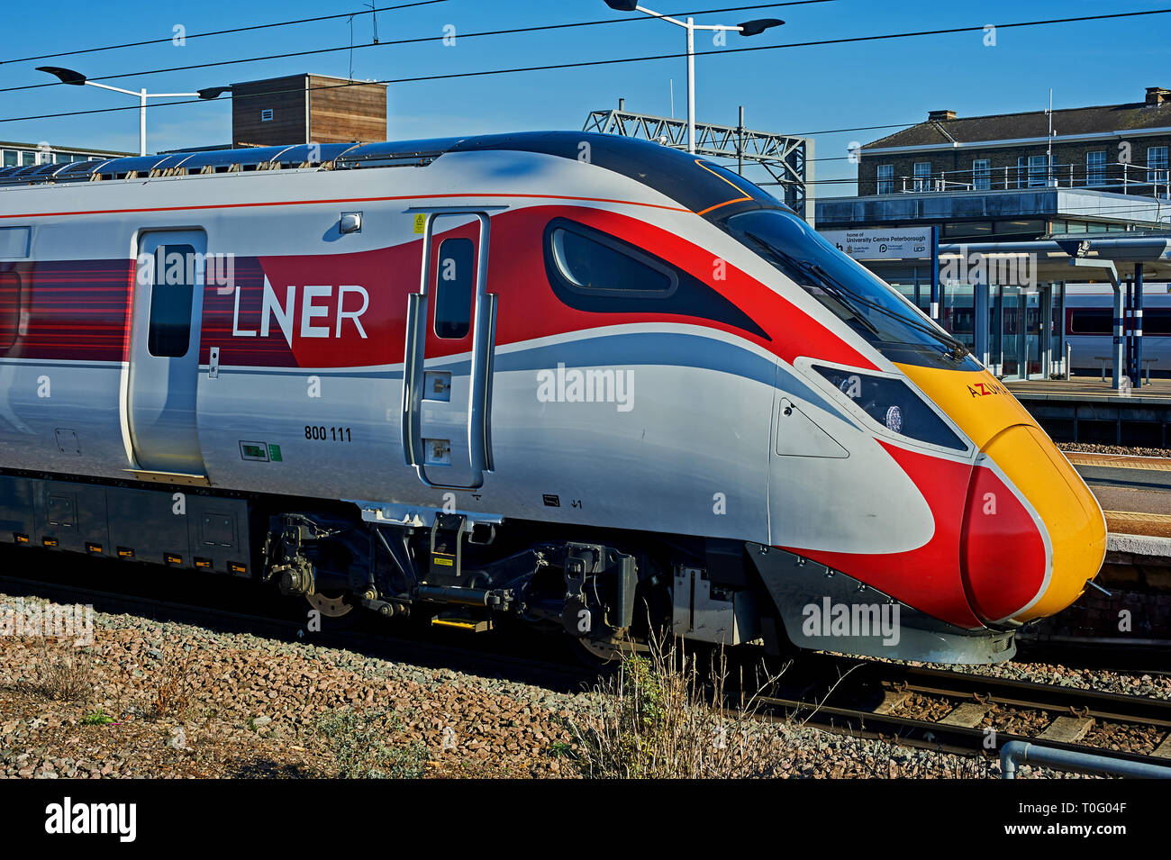 New Azuma trains rationalisée dans LNER railway station livrée à Peterborough. Banque D'Images