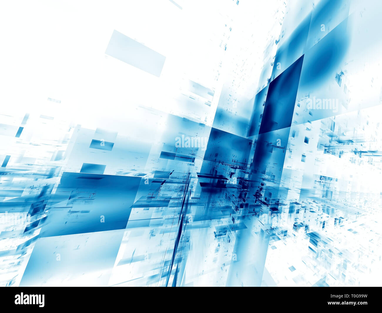 Du point de vue blanc et bleu avec l'arrière-plan copie espace - abstract image générée numériquement Banque D'Images