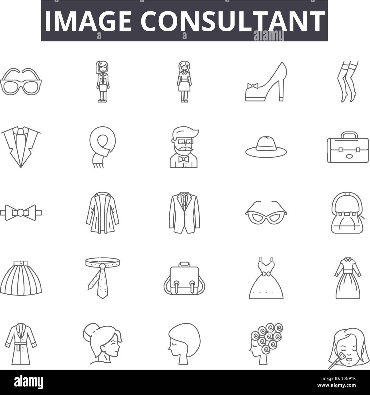 Icônes de ligne Image consultant pour le web et les terminaux mobiles. Signes d'avc modifiable. Image consultant résumé du concept illustrations Illustration de Vecteur