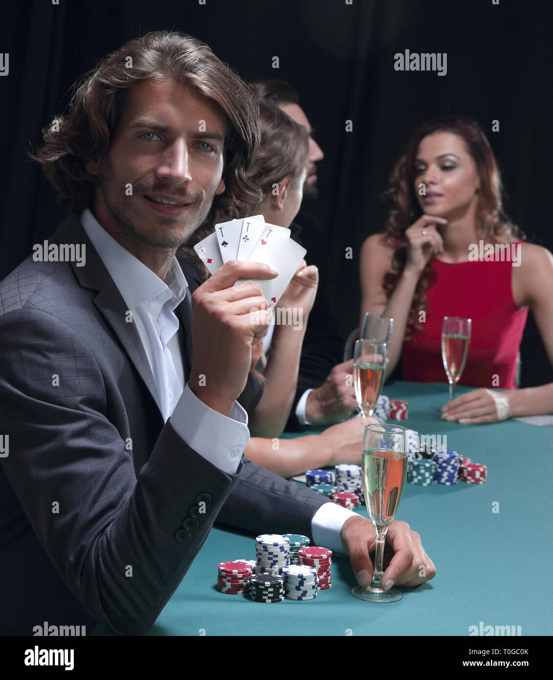 Groupe de joueurs de poker de sinistre Banque D'Images