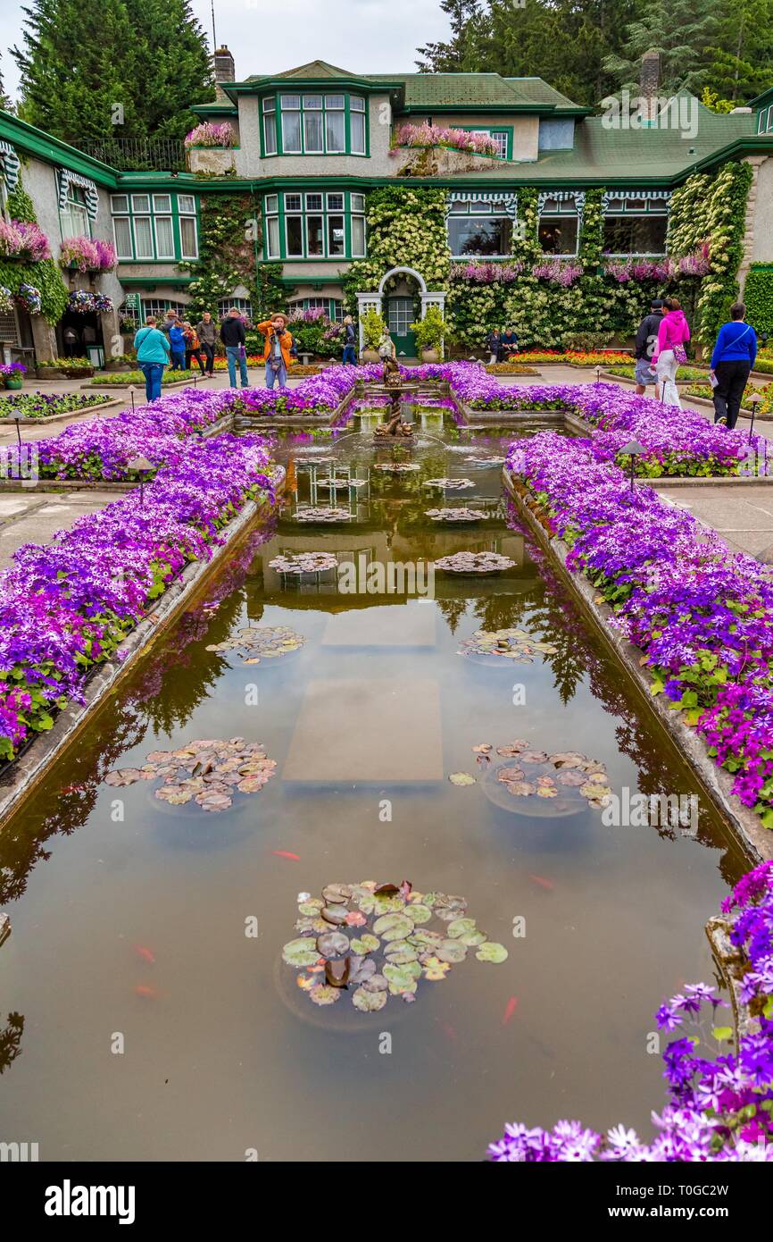 VICTORIA, Colombie-Britannique - le 21 mai 2016 : les Jardins Butchart, près de Victoria, de recevoir plus d'un million de visiteurs chaque année, et ont été désignés une Nati Banque D'Images