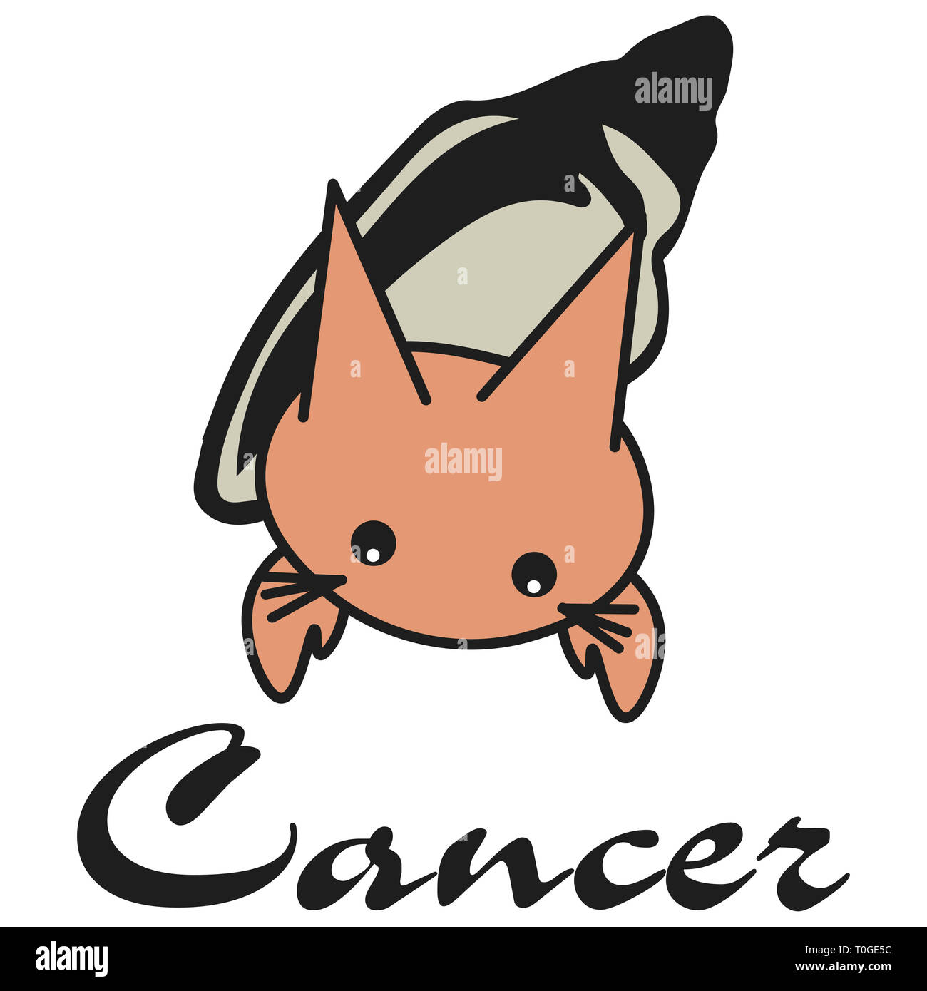 Bunny signe astrologique Cancer au style cartoon. illustration sur fond blanc. Signé avec le signe de zodiaque Banque D'Images