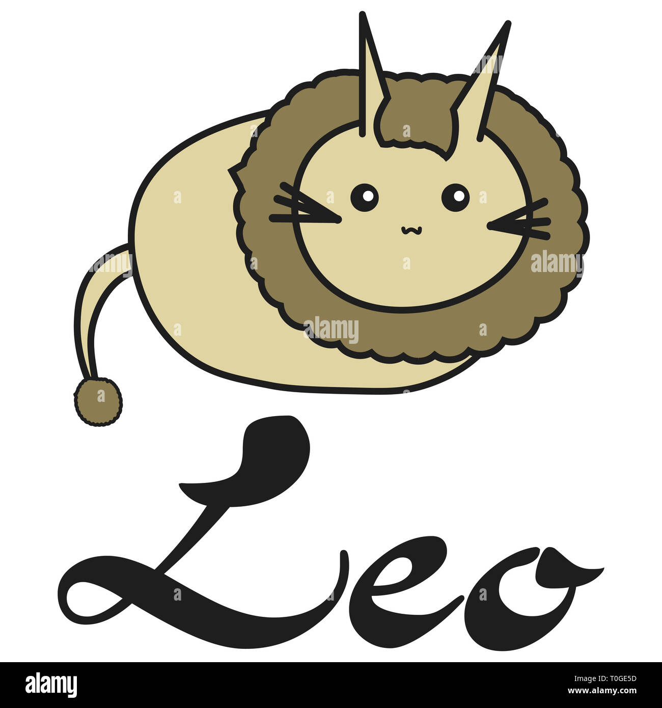 Bunny signe astrologique Lion en style cartoon. illustration sur fond blanc. Signé avec le signe de zodiaque Banque D'Images