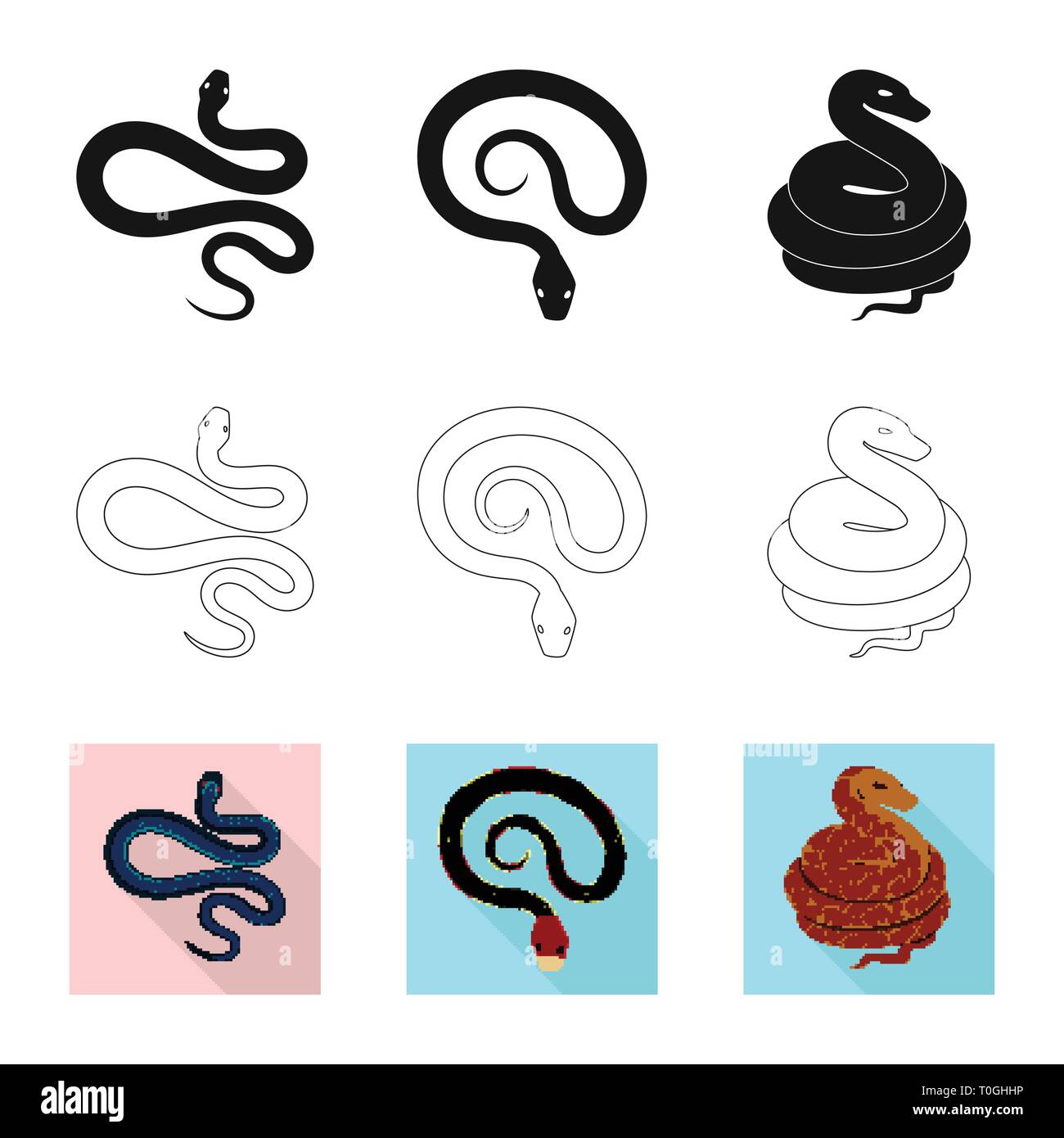 ,Amphibiens,serpent anaconda,coral,python,animal,rouge,bleu,noir,cobra,blanc,vert,tropiques,jungle,la queue,viper,forêt,Chypre,serpent,pharmacie,mammifère,royal,danger,nature,poison,médecine,le mal,mal,bouchée,peau,reptiles,set,icône,,illustration,collection,isolé,design,graphisme,élément,signe, vecteurs vecteur , Illustration de Vecteur