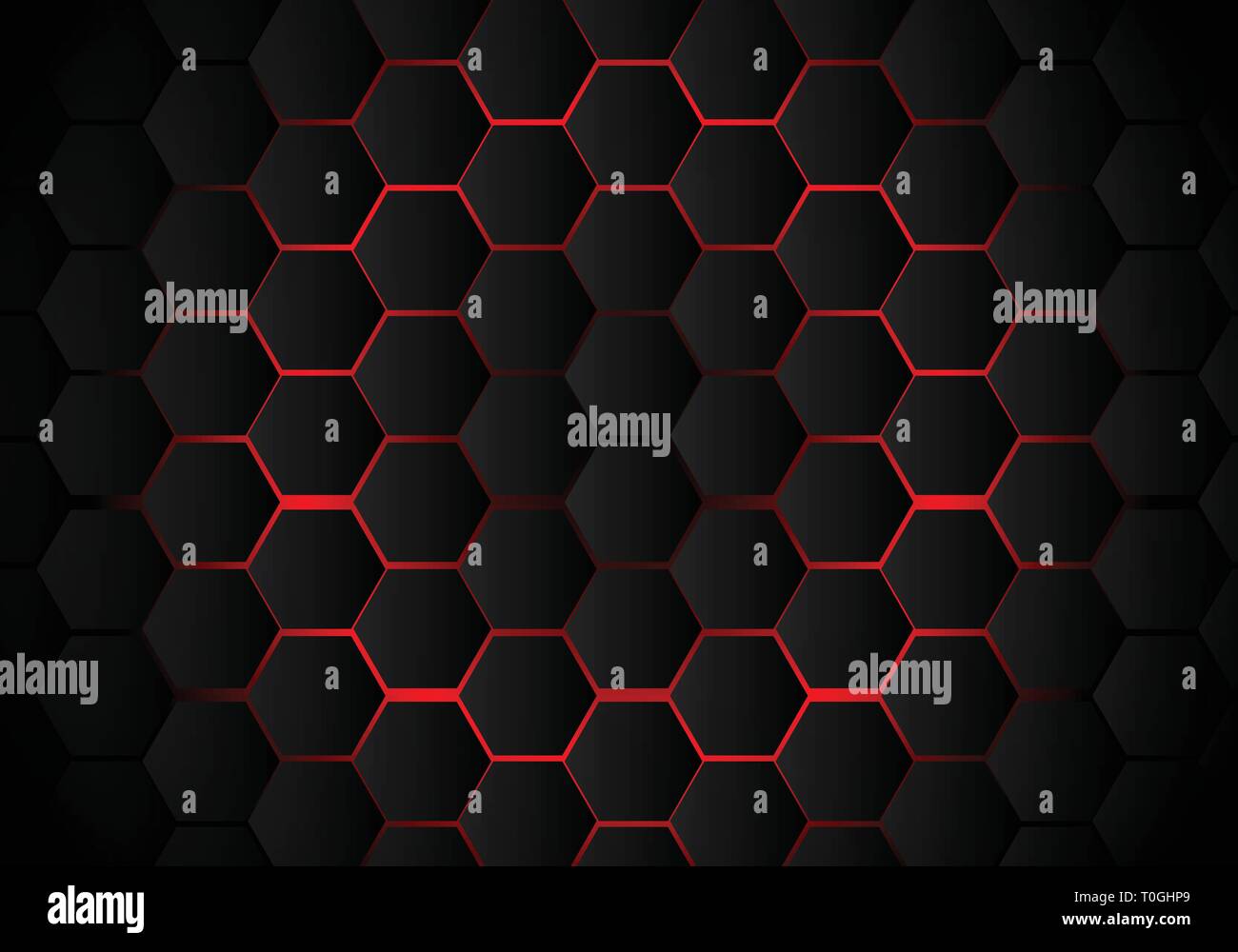 Resume Motif Hexagonal Noir Sur Fond Rouge Style Neon Technologie De Miel Vector Illustration Image Vectorielle Stock Alamy
