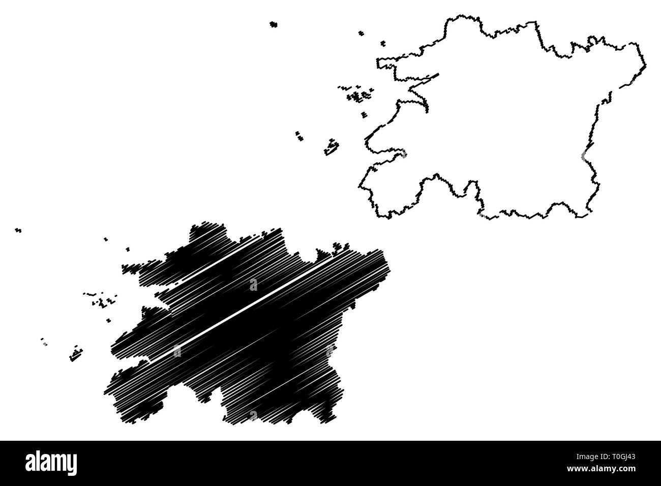 Province Jeolla du nord (Corée du Sud, République de Corée, République de Corée, les provinces de Corée du Sud) map vector illustration gribouillage, croquis Jeollabuk-do site Illustration de Vecteur