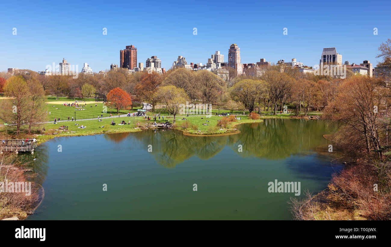 Central Park à New York - Turtle pond Banque D'Images