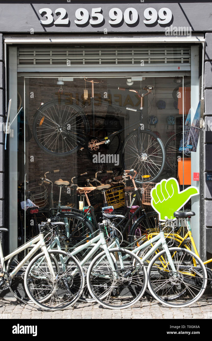 Danemark, copenhague, Christiansahvn Wildersgade, magasin de vélos, Banque D'Images