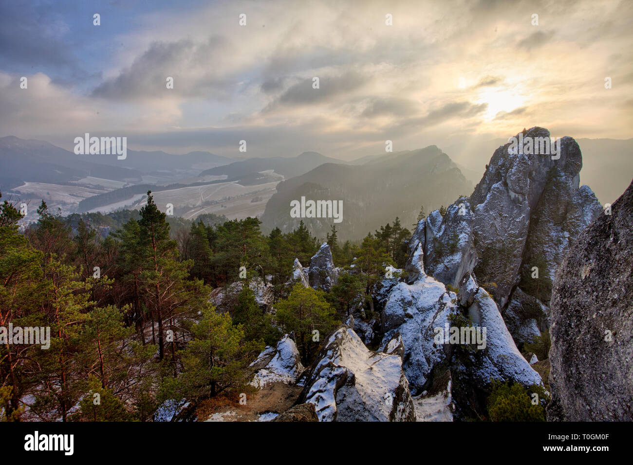 Sulov rocks at winter Banque D'Images