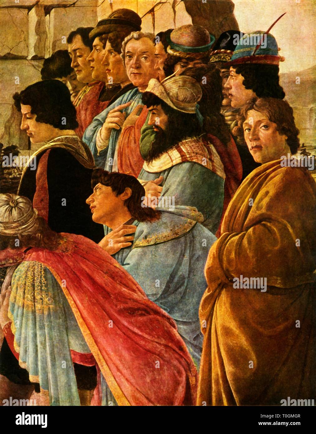 Détail de l'Adoration des Mages' avec autoportrait de Botticelli, 1475, (1937). Organisateur : Sandro Botticelli. Banque D'Images
