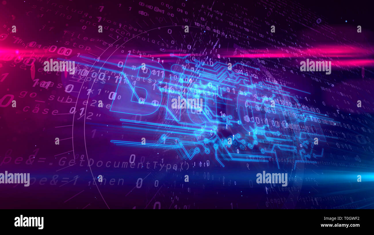 L'analyse des Big Data et de l'informatique numérique 3D illustration. Technologie concept abstrait sur fond binaire. Banque D'Images