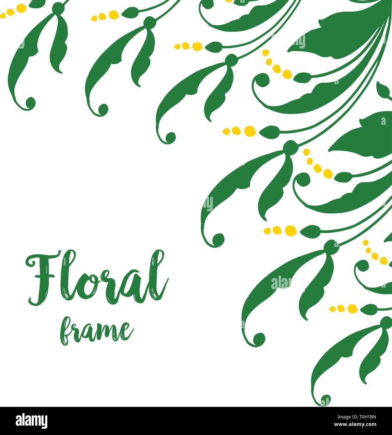 Vector illustration divers vert foncé ornementé floral frame hand drawn Illustration de Vecteur
