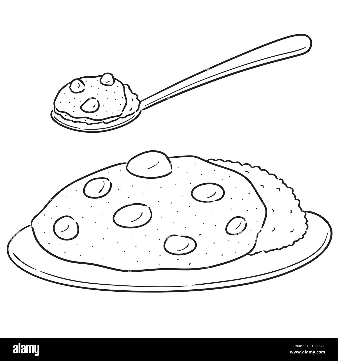 Vecteur de riz au curry Illustration de Vecteur