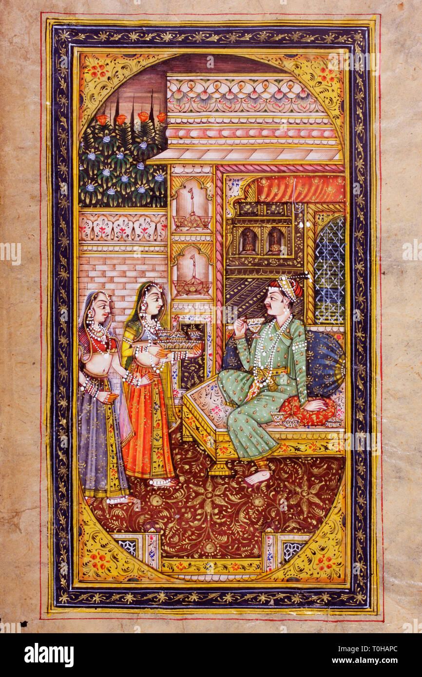 Peinture miniature du Rajasthan, Rajasthan, Inde, Asie Banque D'Images