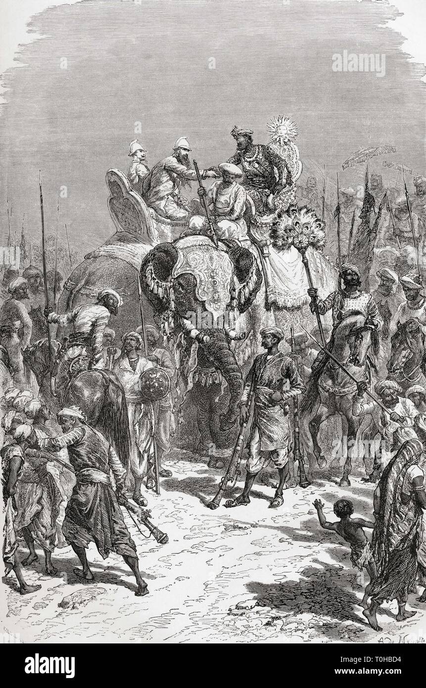 Louis Rousselet rencontre un Indien Raja en 1864 Banque D'Images