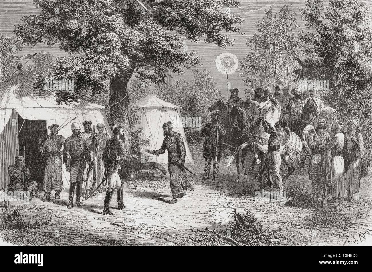 Louis Rousselet rencontre un Indien Raja en 1864 Banque D'Images