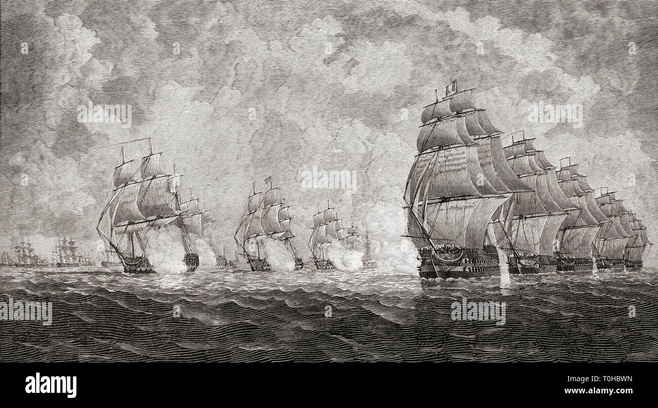 Old vintage photo de la bataille de Pulo Aura, 1804 Banque D'Images