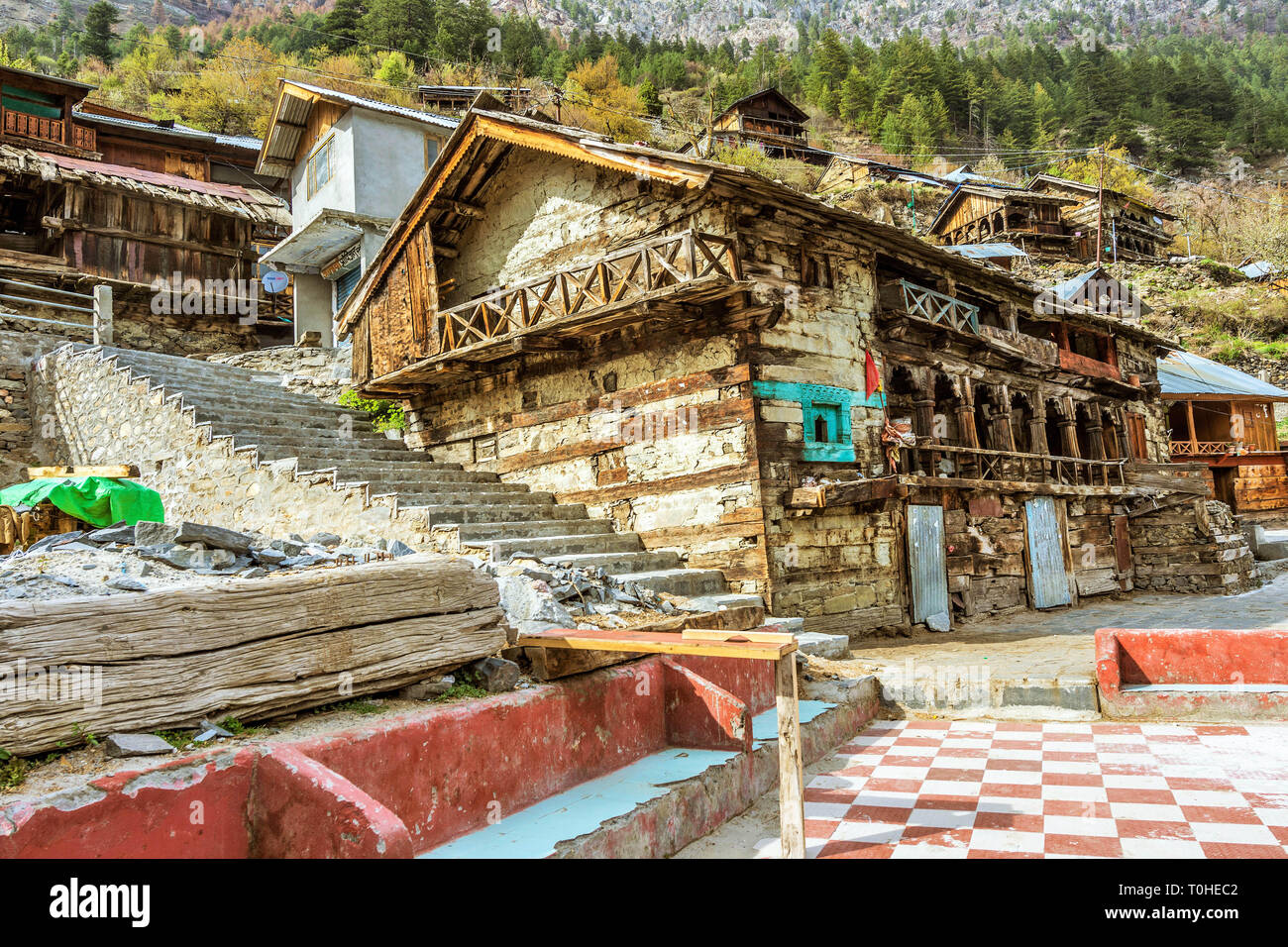 Village Mukhba, Harsil, Uttarakhand, Inde, Asie Banque D'Images