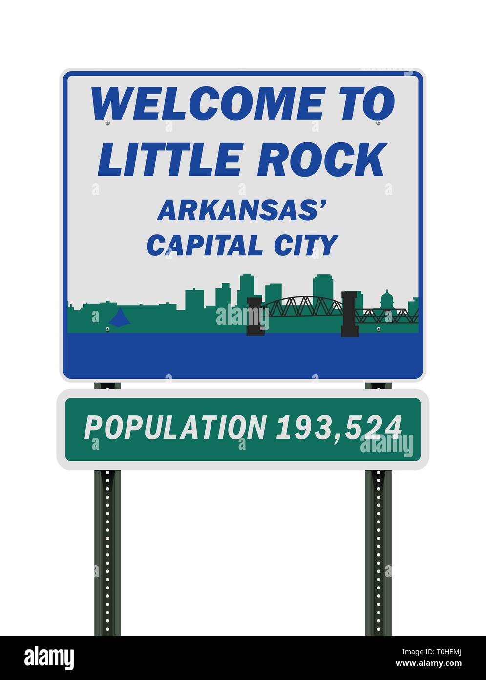 Vector illustration de la Bienvenue à Little Rock Arkansas Capitale road sign Illustration de Vecteur