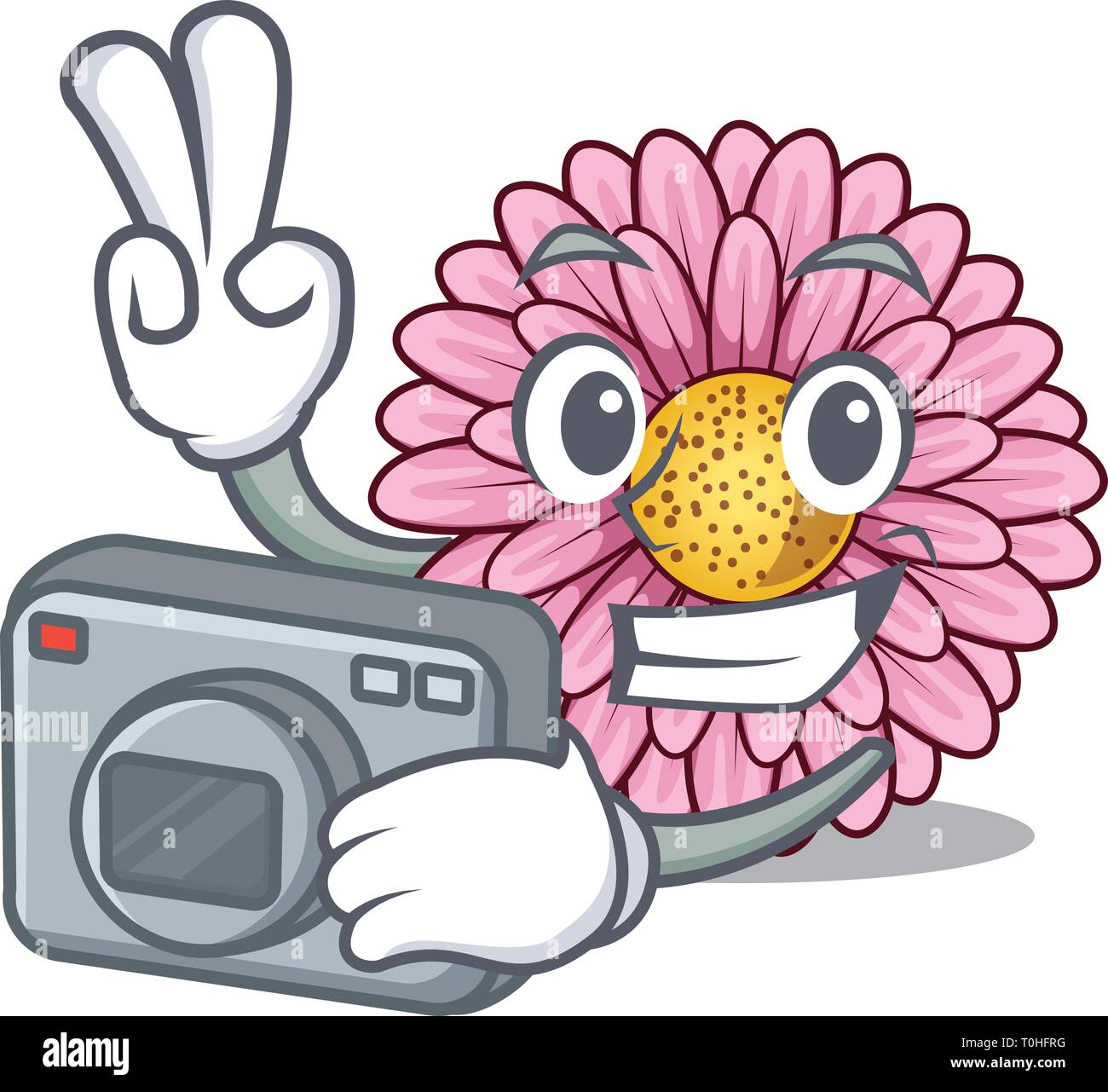 Gerbera flower isolated photographe dans le dessin animé Illustration de Vecteur