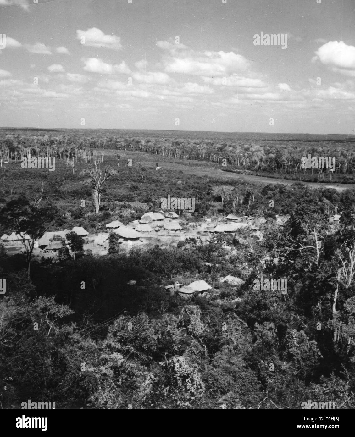 Géographie / voyages, Guatemala, paysages, vue à partir de la pyramide Maya à Uaxactum vers village dans la forêt du Petén, 1960, Additional-Rights Clearance-Info-Not-Available- Banque D'Images